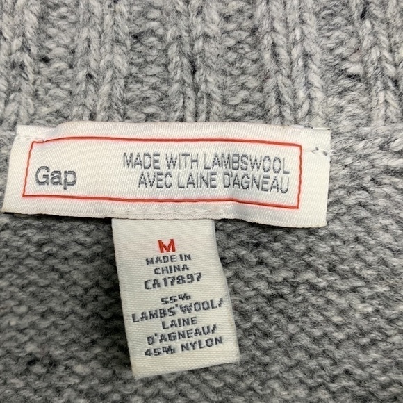 Gap Lambs Wool Shawl Neck Sweater Size Medium Grey/Beige - Picture 5 of 9